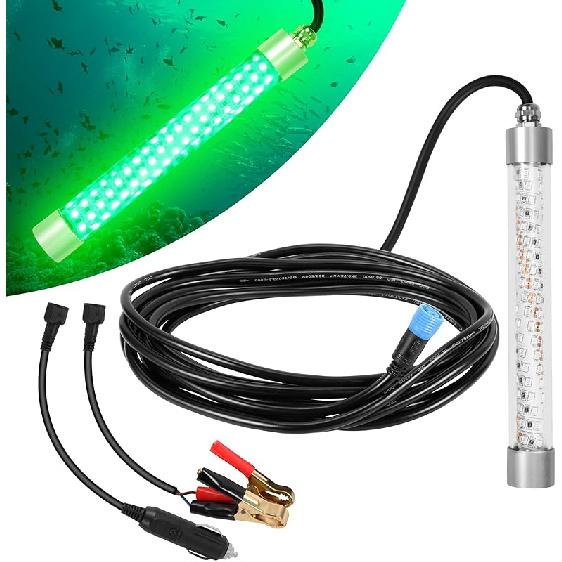 HUSUKU LED Underwater Fishing Light, 10000~80000lm 100W / 300W / 400W / 800W, 12V / 110V / 220V Green Night Fishing Attractor IP68 Submersible Lamp (FS0-1) 12V 100W