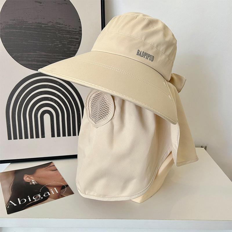 Wide Brim Foldable Shawl Hat Anti Uv Adjustable Integrated Face Mask Fisherman Hat Large Brim Sun Hat Tea Picking Hat Summer