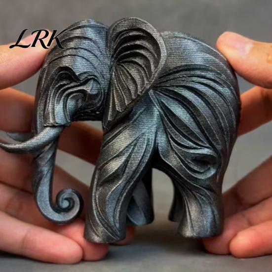 Modern Elephant Ornament 3D Printed Figurine, One-Piece Molding, Cute Simulated Figurine Model, Desktop for Home, Bookshelf Decoration Retro