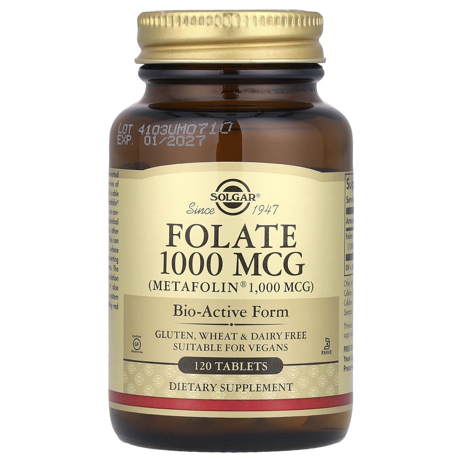 

Solgar, Folic Acid, 1,000 mcg, 120 Tablets