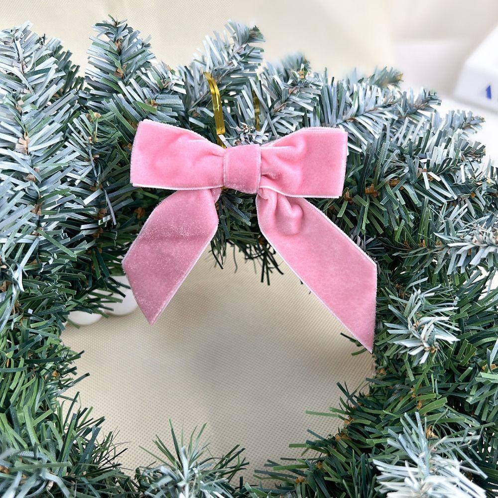 12pcs/set New Vintage Christmas Tree Bows Red DIY Velvet Ribbon Bow Usage Velvet Wreath Bow Indoor Outdoor Decorations