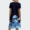 Short Sleeve Boho Dress For Women Casual Loose Fit Summer Sundress Floral Print Dress With Pockets