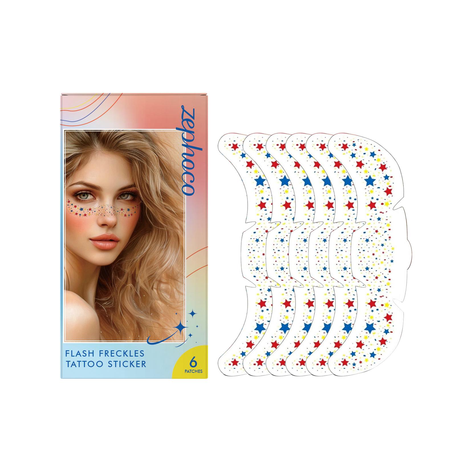 zephoco Glitter Freckle Tattoo Stickers Star Glitter Decoration Available in Red, White, and Blue for Face Tattoo Stickers