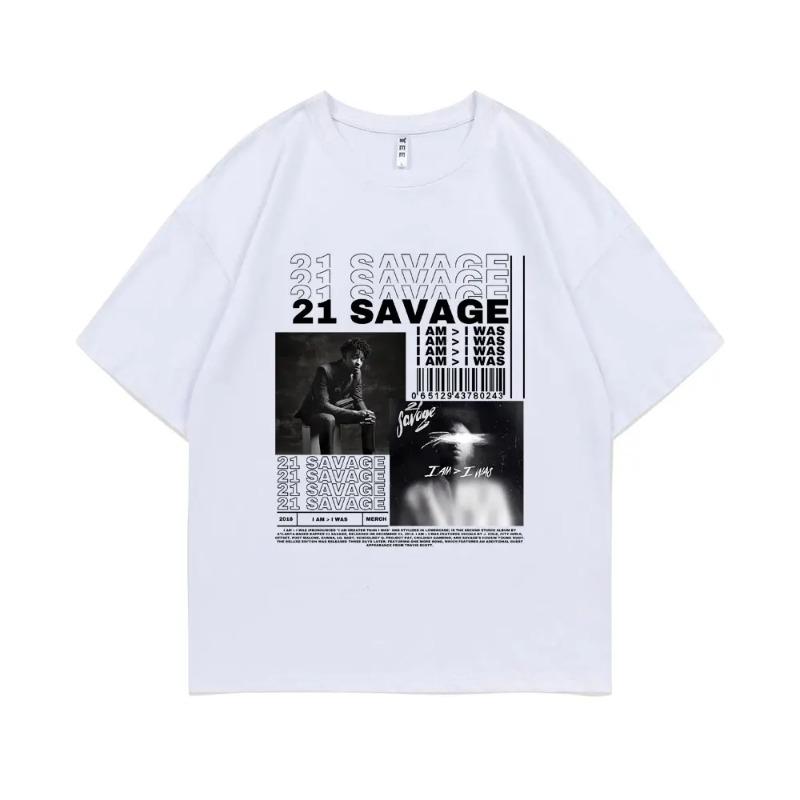 Rapper 21 Savage I Am I Was Music Album Graphic T-shirt Men Hip Hop T Shirts Male Vintage Casual Tshirt Men Fashion Streetwear