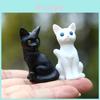 Creative Cute Cat Pvc Desktop Decor Collectible Black And White Sitting Animal Figure For Home Office