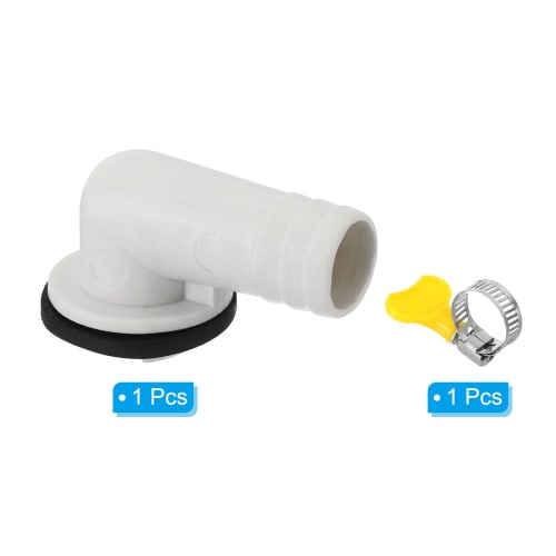 PATIKIL 15mm Air Conditioner Drain Hose Connector for Mini Split Window AC Unit Faucets, Universal Drain Connector with Clamp Hoop, White Style 10, 1