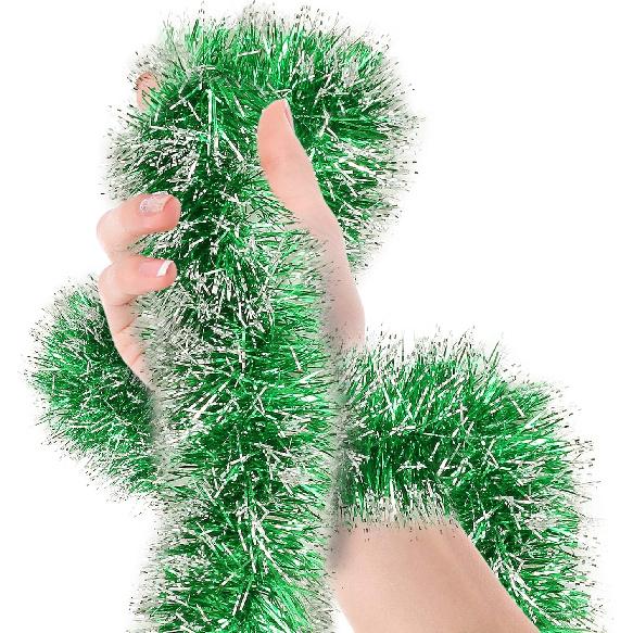 2M Christmas Tinsel Garland Iridescent Red Green Metallic Tinsel Twist Garland Glitter Hanging for Xmas Tree Decoration Party 7
