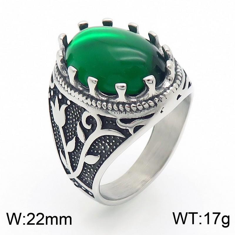 Source Retro Viking Jewelry, Palace Style Luxury Gemstone Engraved Stainless Steel Men'S Ring