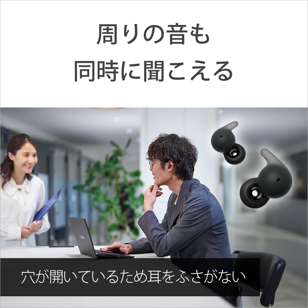 Sony LinkBudsOpen Bluetooth Wireless Up To 8 Hours of Continuous with Powerful Sound Lightweight and with Colorful Case Black Open-Ear Earphones,