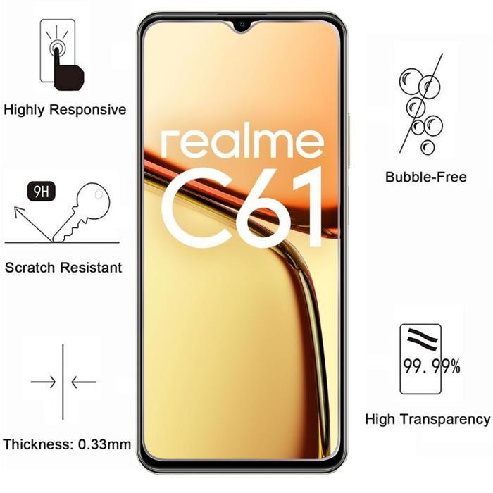 Verre Trempé - Phonillico® - Realme C61 - Pack de 2 - Résistant aux rayures - Protection écran
