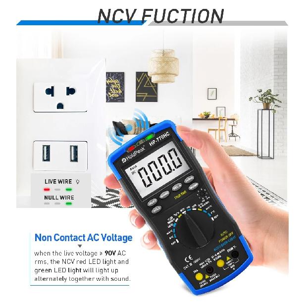 HP-770HC-APP Digital Multimeter True RMS with NCV Feature and Resistance Capicity Measure,Duty Cycle Test Bluetooth Auto Ranging