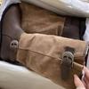 Boots Retro Brown Western Cowboy Boots New Belt Buckle Mid Boots Versatile Thick Heel