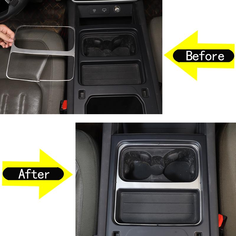 Aluminum Alloy Silver Car Console Water Cup Holder Panel Frame Trim For Land Rover Defender 90 110 130 -2023 Car