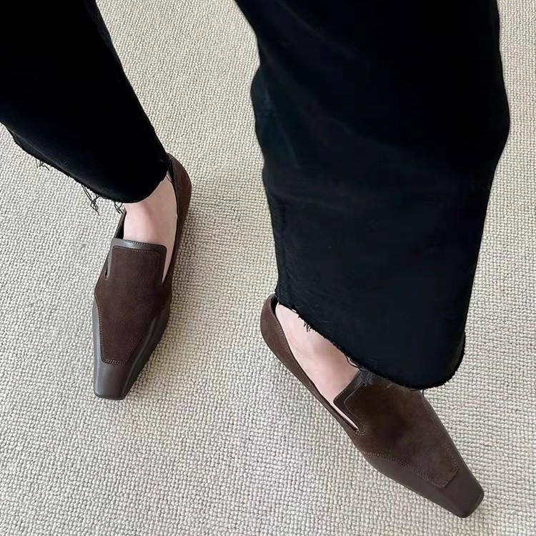 New Small Square Head Low Heel Women's Muller Shoes Versatile Temperament Leather Shoes Mary Jane Commuter Shoes