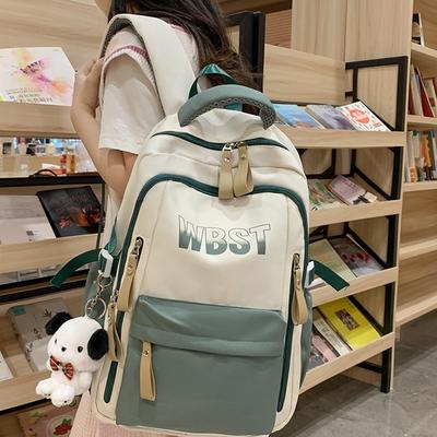 Backpack Female Alphabet High School College Student Junior High School Student Simple School Bag Couple Fashion Large Capacity Backpack Male