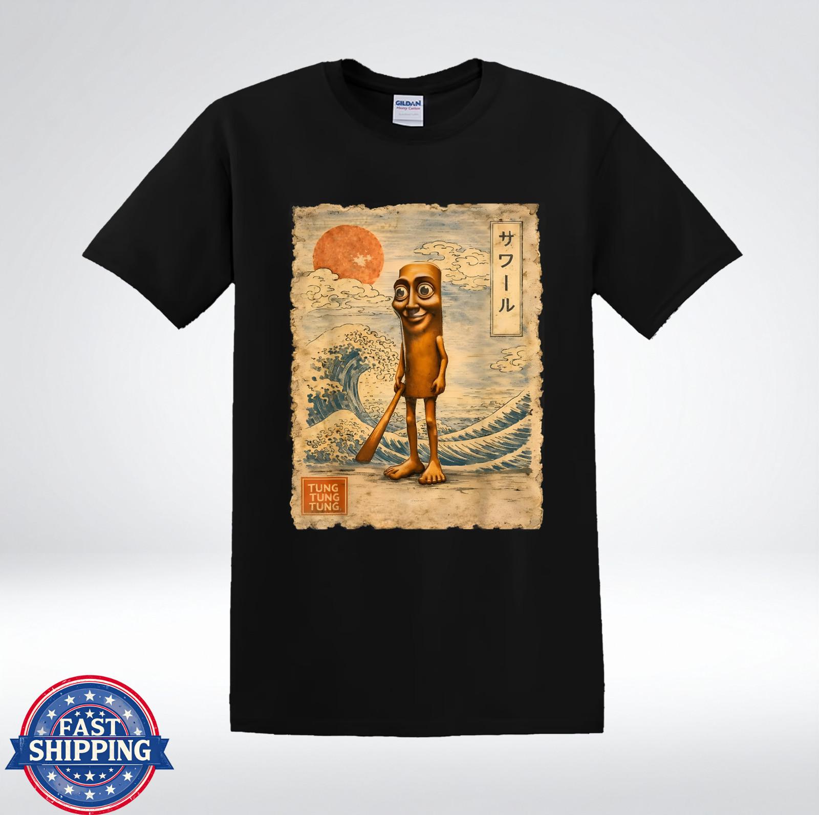 Tung Tung Tung Sahur Japanese Wave Art Meme T-Shirt XXXL