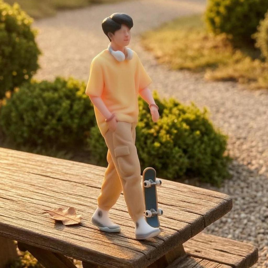 Miniature Boy Figurine 1/64 Scale Handmade Resin Decor
