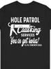 Men's Hole Patrol Caulking Services Funny Gag Tee - Adult Humor Graphic Shirt, Black Cotton Knit, Of