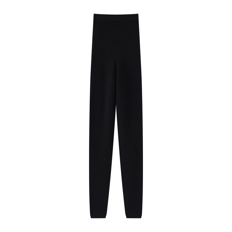 

Women s Spring-Summer Fine Knit Pure Wool Base Layer Pants - Soft, Skin-Friendly, Slim Fit, Solid Color M чёрный