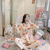 Korean Style Women's Long Sleeve Cardigan and Pajama Set for Spring, Autumn, and Winter Home Wear