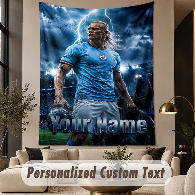 Custom Text Tapestry Erling Haaland Print Wall Tapestry Indoor Living Room Wall Decor