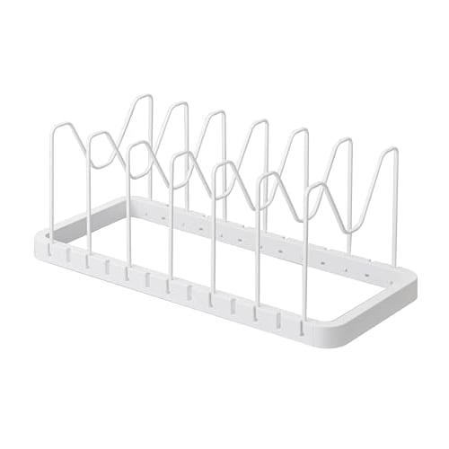 Yamazaki Tower Under-Sink Extendable Pot Lid & Frying Pan Stand, White, Approx. W45-82 x D20 x H17.5cm, Model 3840