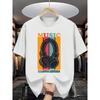 Music-Themed Graphic T-Shirt, Casual Crew Neck, Regular Fit, Short Sleeve Tee with Print Headphones and Lettering,Summer Fashion Top
