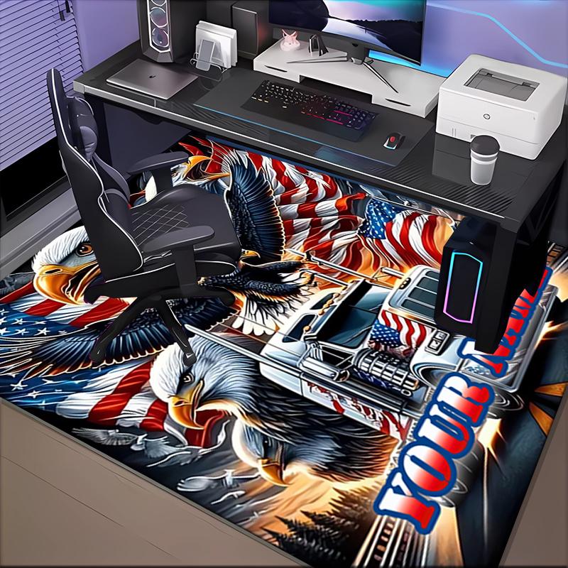 1PC Custom Name American Pride Truck Driver Theme Floor Mat Ideal for Living Room, Game Rooms, Office, Bedroom,Floor Mat Playful Design