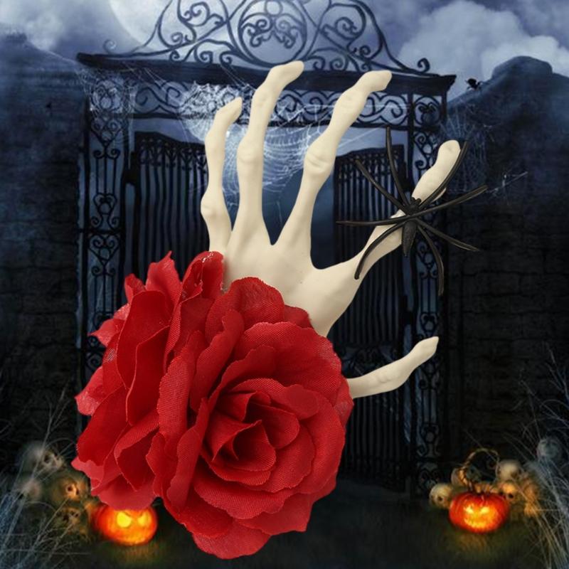Halloween Rose Headband Dark Spiders Hair Clip Cosplay Party Headwear Hair Hoop Dress Up Party for Masquerade