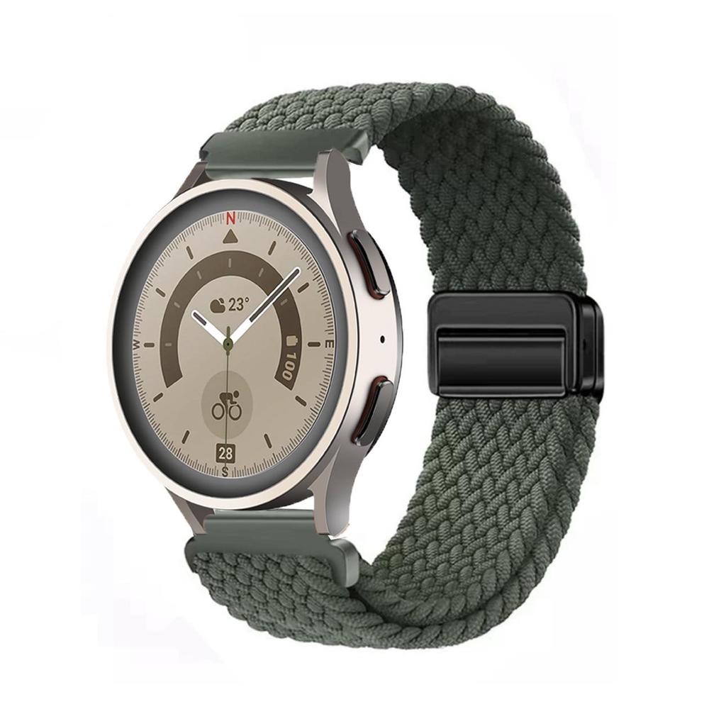 Pulseira Magnética de Nylon Trançado Compatível para Huawei GT4 & Samsung Watch6 (20mm/22mm)