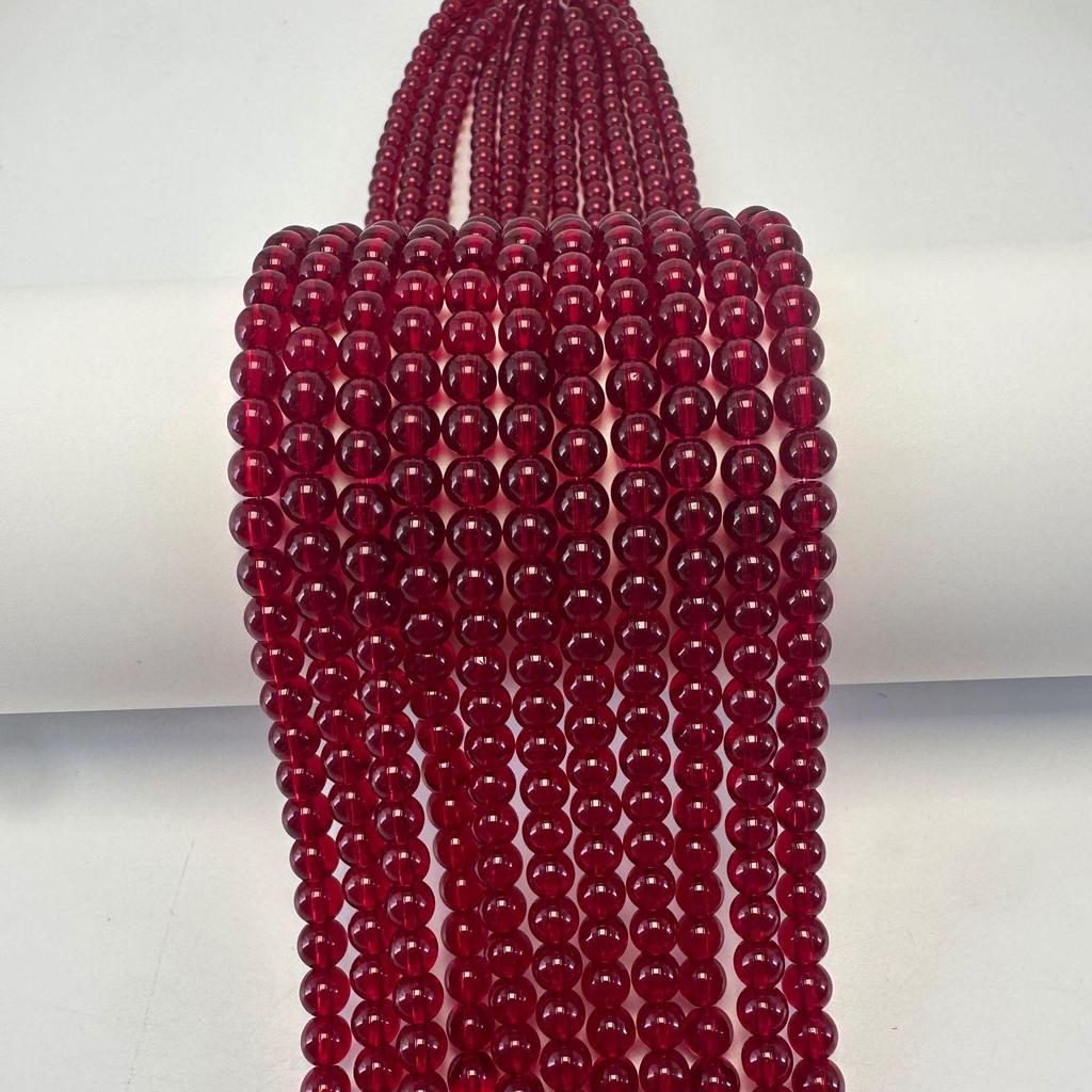 6mm Natural Glossy Round Bead Lampwork Glass for DIY Cell Phone Chains, Earrings, Hairpins, and Flower Stamens.