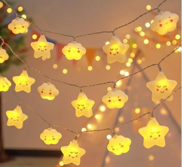 Rainbow Cloud LED Star String Lights for Kids' Room & Festival Decor