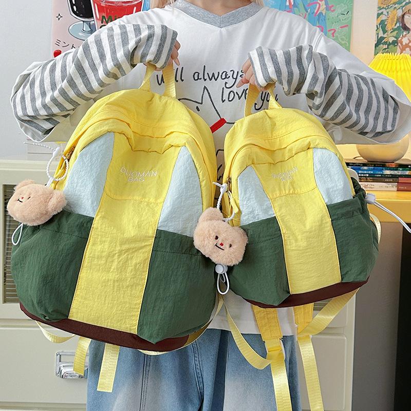 Schoolbag Leisure College Style Student Contrasting Nylon Backpack Women's 1011 New Fashion Large-capacity Mountaineering Bag