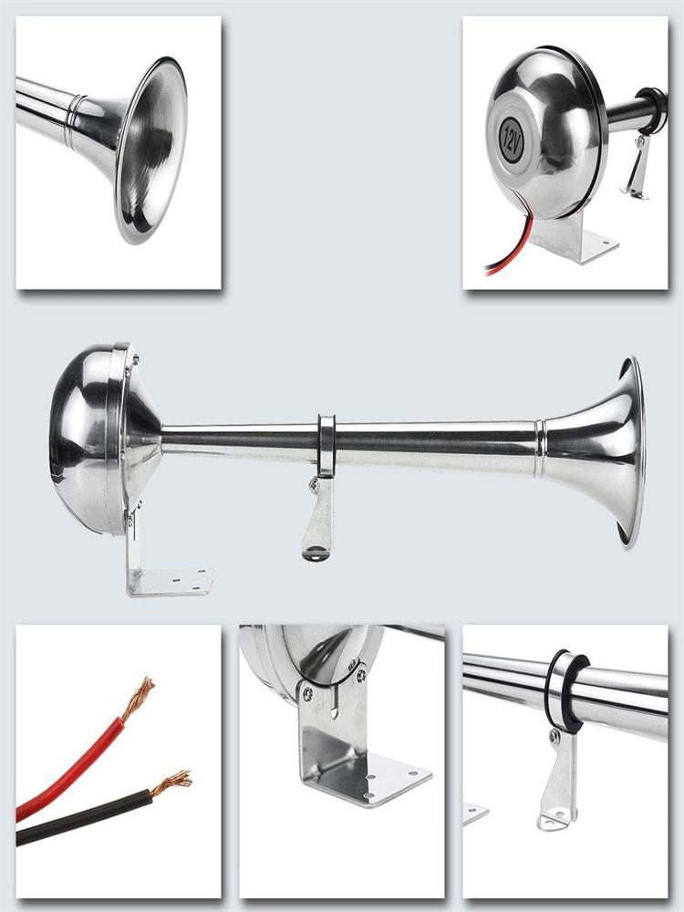 12V/24V Poliert Edelstahl Einzel Trompete Horn Niedrigen Ton für Marine Boot Lkw Lkw Caravan RV