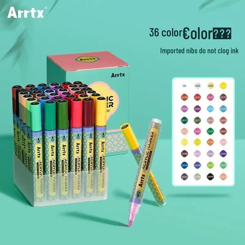 Arrtx Atai Shi Chutang Waterproof Acrylic Markers, 36/48/72 Colors, Hard Tip, Front Valve, Chinese Style.