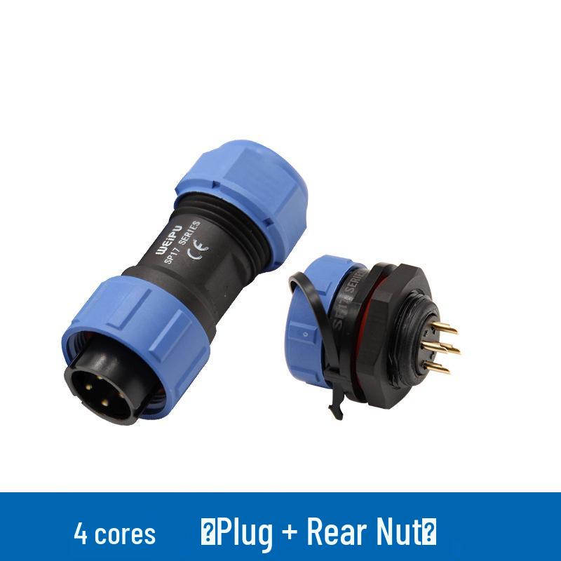 Weipu SP17 4-Pin Aviation Plug Mating Nut Socket Set, IP67 Waterproof Connector