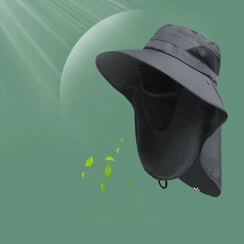 UV Protection Bucket Hat with Neck Flap Lightweight Full Face Mask Sun Guard for Hiking Fishing Camping