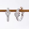 Sparkling Heart Charm Huggie Hoop Earrings for Women Elegant Silver Tone C Shaped Earrings Fashion Daily Party Jewelry