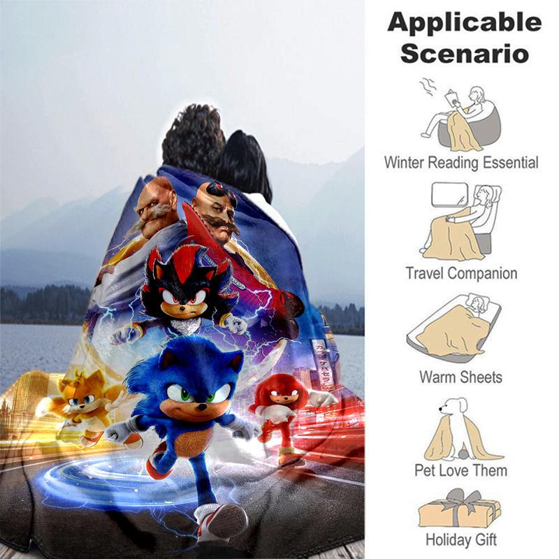 1 stuks Sonic the Hedgehog Sonic Deken, Zachte Plaid Dekens voor Bank, Sofa .B075