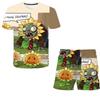 2025 NEW 4-14 Year Old Boys and Girls 3D Plant VS Zombie Printed T-shirts+Shorts Two Piece Sets Fashion Sports T-Shirt Top + Shorts Set 2 Pieces
