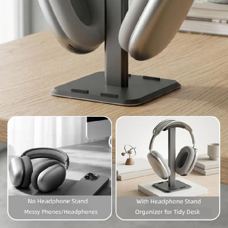 Over-Ear Headphone Stand for Home Desk Storage, Metal Support Post with Wide Top Pad and Flat Base for Office Study and Gaming Areas