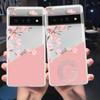 Pink Letter Flower Phone Case For Google Pixel 9 Pro XL 8 7 6 Pro 8A 7A 6A 5 4 5A 4A 3A XL 5G Shockproof Soft TPU Clear Cover