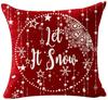 Red Plaid Sofa Linen Christmas Pillow Cover Reindeer Snowflake Home Cushion Cover