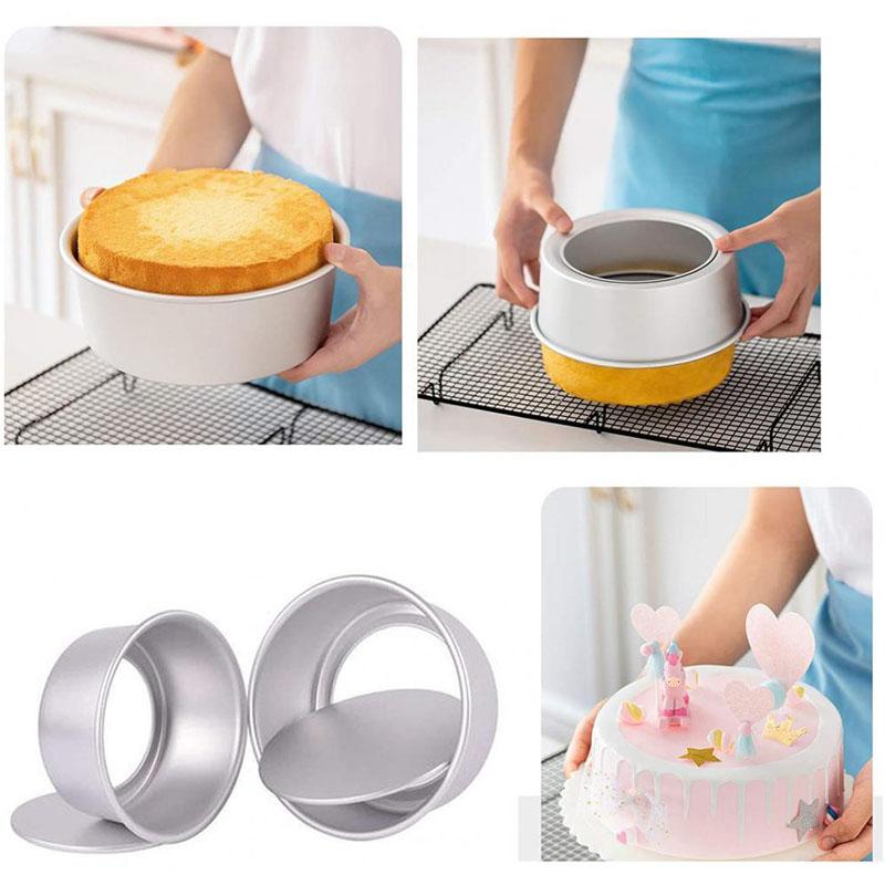 Round Cake Mold Aluminium Alloy Non-Stick Cake Pan Mousse Cake Tray Baking Mold Kitchen Removable Bottom Cake Decorating Tools