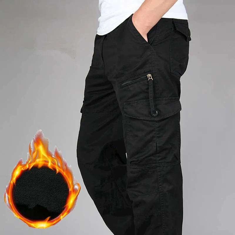 Baumwolle Overalls Herren Casual Hosen Elastische Taille Große Größe Multi-Pocket Lose Hosen Baustelle Hosen