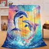 Black and white wolf in the night sky digital-printed polyester Bedroom velvet flannel soft cover blanket Fleece cover blankets