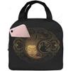 Mandala Boho Crescent Moon Sun Dreamcatcher Lunch Bag Waterproof Portable Tote Bag for Fashion Lunch Box with Zip Closure