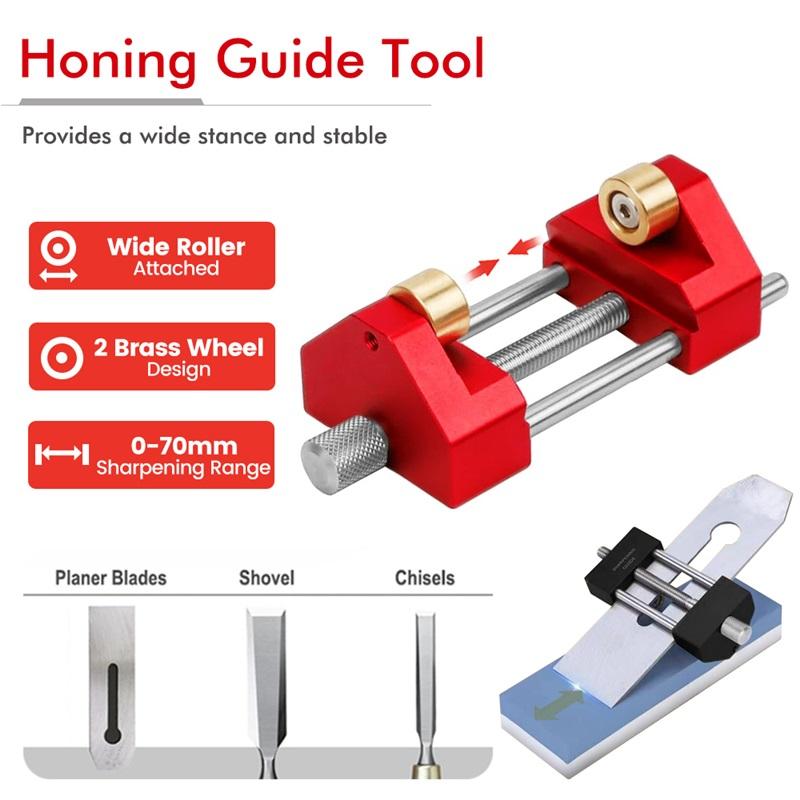 Professional Sharpening System Honing Guide with Angle Gauge, Universal Sharpening Holder for Woodworking Chisels & Plane Blades