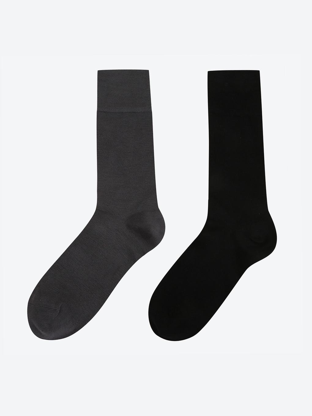 Men s Silk Plain Socks HPAO5EA905 (59)Navy