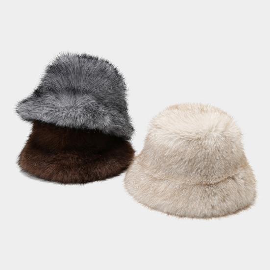 Winter Basin Hat Solid Color Thickened Soft Plush Warm Bucket Hat Windproof